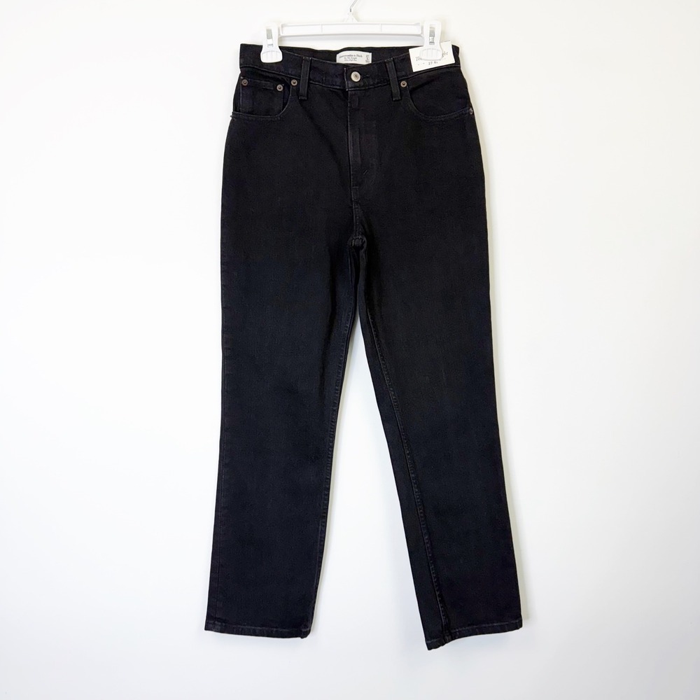 NEW Abercrombie Fitch 90s Straight Ultra High Rise Jeans Women's 27 Short Black